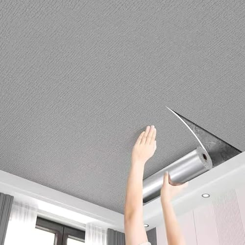 BVDHASDBT 0,5 x 5 m, 0,5 x 30 m, 0,75 x 15 m, Deckenpaneele, Tapete, zum Abziehen und Aufkleben, für Decken- und Innenwanddekoration (grau, 0,5 x 15 m)