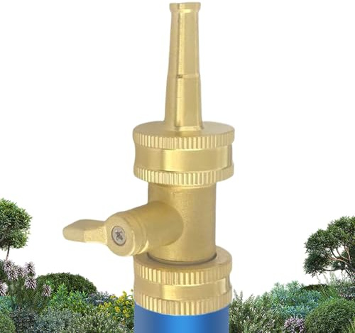 Bomefoi Boquilla Giratoria Para Manguera De Latón,Piezas De Jardinería De Latón Robusta Antideslizante Con Válvula | Pulverizador De Agua Para Manguera De Jardín | Para Lavado De Coche Terraza Grifo