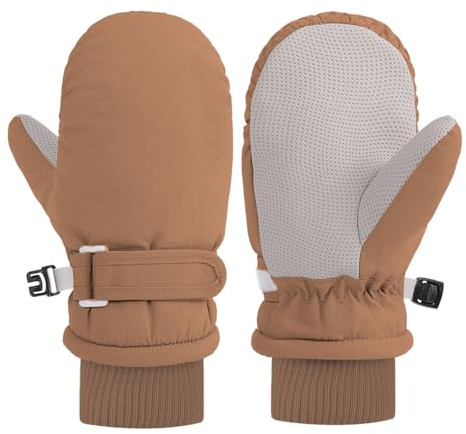 Generisch Mitones para niños pequeños como guantes de invierno guantes de esquí para bebés y niños de diferentes edades (marrón, 2-4 años)