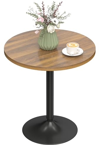 HOMCOM Table de Bar Ronde 60 cm Table Haute Cuisine Mange-Debout Noyer