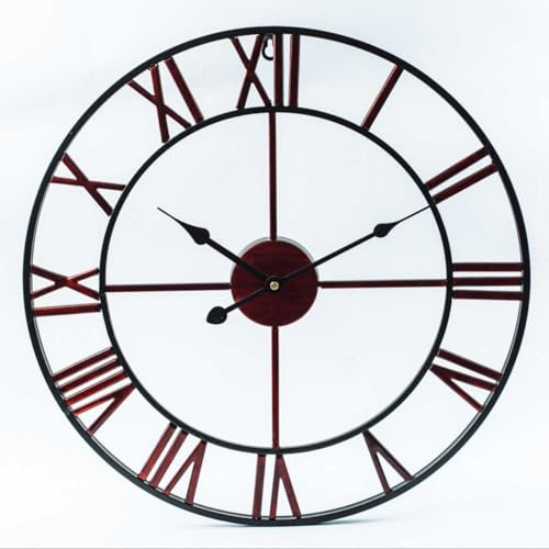 Klassische Vintage-Wanduhr, große Garten-Wanduhr, leise Skelett-Wanduhr, große Wanduhr ohne Tickgeräusch 40–80 cm, für den Außenbereich, Gartenuhr, römische Ziffern, Gartenuhr, Schmiedeeisen