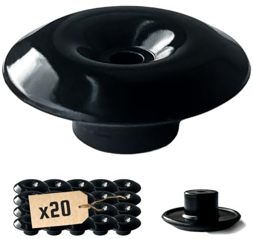 Set di 20 Ganci rotondi per telone - Colore Nero - TECPLAST CC20 - Gancio di fissaggio per telo - Pergola, Piscina, Rimorchio