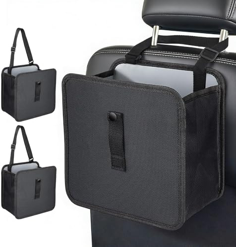 2 PCS auto mülleimer Multifunktionaler automülleimer auto organizer rücksitz wasserdicht auslaufsicher faltbar 23x23cm Auto-Organizer für Kopfstütze Sitzseite Kofferraum alle Fahrzeugmodelle geeignet