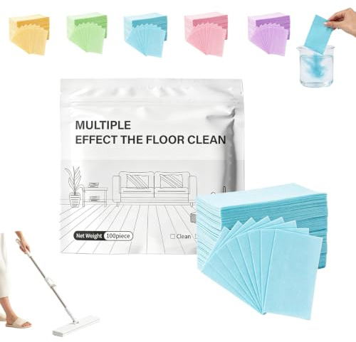 100PCS Floor Cleaning Tablets - Multi Surface Cleaner, Dissolvable Cleaning Tablets, Multi-Surface Antibacterial Cleaner for Hardwood, Tile & Laminate (Blue)
