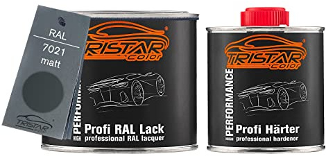 TRISTARcolor RAL 7021 Schwarzgrau matt Lack Dose + Härter 0,75 L | 2K-Set aus Lack + Härter, schnelltrocknend