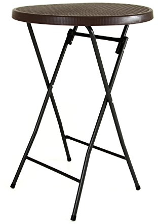 Nexos Trading Stehtisch Partytisch Bistrotisch Bartisch Klapptisch klappbar braun Rattan-Optik Metallgestell H 110cm Ø 80cm
