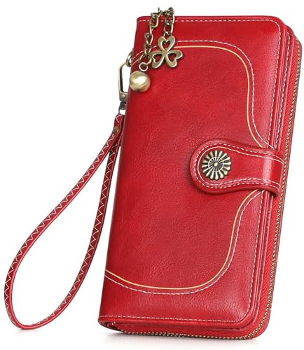 RRANCharltu Portefeuille Femme Grande Capacité Porte Monnaie Femme Cuir Portefeuilles et Porte-Cartes avec Fermeture Éclair, Compartiments Cartes et Poche Téléphone