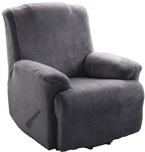 TIANSHU Relaxsessel, Bezug aus Samt, Sofabezug, aus weichem Samt, für Sessel, luxuriös, elegant, mit Armlehnen, Bezug für Relaxsessel (grau)