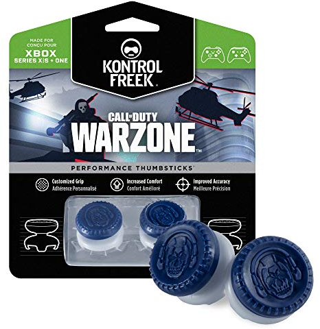 KontrolFreek Call of Duty: Warzone Performance Thumbsticks para Xbox One and Xbox Series X | 2 con elevación, híbridos| azul/gris