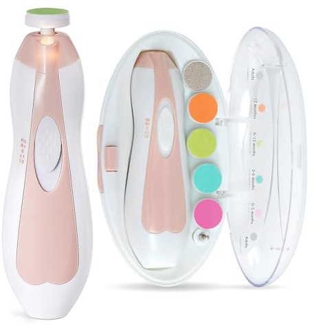 Cortauñas Eléctrico para Bebé – Lima Eléctrica de Uñas Suave para el Cuidado del Recién Nacido - Cortaúñas y Accesorios de Higiene Segura para Manos y Pies – Consta de 6 Almohadillas – Haakaa