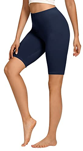 Libella Pantalones Cortos de Ciclismo para Mujer Mallas Cortas de algodón Pantalones Cortos de Cintura Alta Pantalones Cortos Deportivos de Verano opacos Azul Oscuro 4165 M