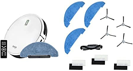 Venga! Robot Aspirateur Laveur, RVC 3000, Blanc - avec Kit de Pièces Détachées (4 Brosses Latérales, 1 Brosse Rouleau, 3 Serpillères, 3 Kits Filtres)