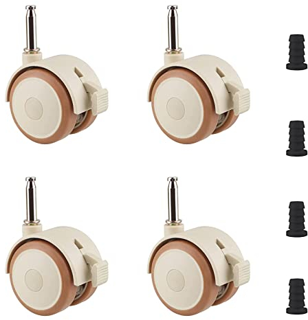 Roulettes Pivotantes Pour Lit d'Enfant - 4 Pièces Pour Meubles d'Enfants en Caoutchouc Avec Frein, Chaise Pivotante Pour Sols Durs, Tige à Insérer 27mm