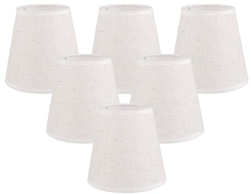 GOYADA 6 Stück Lampenschirm für Tischlampe E14, Lampenschirm für Nachttischlampe aus Leinen mit Clip, Lampenschirme Klein, Wandleuchte aus Kristall, Kronleuchter, 140 x 130 x 90MM