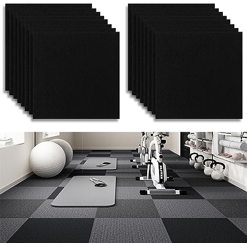 PVC Bodenbelag, Vinylboden Selbstklebend, Selbstklebende Fliesen, Fliesen Bad Boden, Fliesenoptik Vinylboden Bodenfliesen, 30 * 30cm,4mm (Schwarz 16pcs)