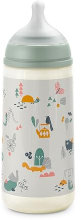 Suavinex Biberon 360 ml, con Tettarella Simmetrica in Silicone SX Pro, con Valvola Anticolica, con Tettarella Flusso Medio, L, per Bambini +6 Mesi, Walk in the Park Verde