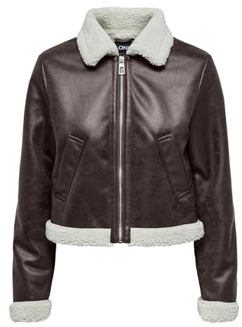 ONLY Onlbetty Bonded Zip jacka Cc OTW bikerjacka för kvinnor, Mole/detalj: pumice stone, L