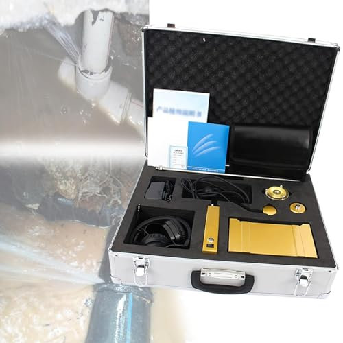 Detector de fugas de agua subterránea - Herramienta profesional de detección de fugas en tuberías de alta resistencia con auriculares y clavija de sonda - Dispositivo de detección de fugas de ingenier