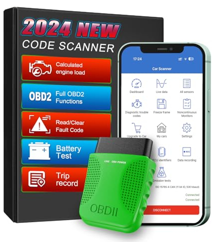 Bluetooth OBD2 Diagnostic Device Car Diagnostic Scanner Suitable for iOS and Android, Wireless Car OBDII Complete System Diagnostic Tool for Vehicle Car Diagnostic Device, Mint Green