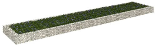 Homgoday Fioriera da Esterno, Gabbione Letto Rialzato in Acciaio Zincato 500x100x20 cm, Fioriera da Esterno, Gabbione Fioriera Gabbione Pietra Cestino Recinto Giardino Gabbione