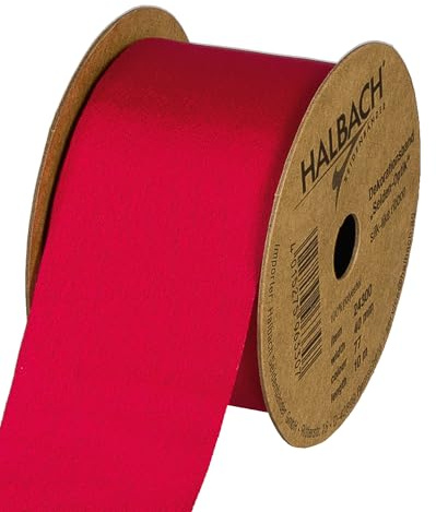 Halbach Geschenkband in Seiden-Optik, 40 cm x 10 m, rot | Veganes Schleifenband mit dezentem Seidenglanz, ideal für Brautsträuße, Hochzeiten oder Geschenke