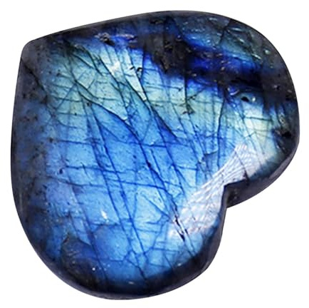 Kuehssn Labradorite en forme de cœur, pierre de poche polie en minéral naturel en forme de cœur, pierre de poche en de labradorite pour un équilibre naturel du corps