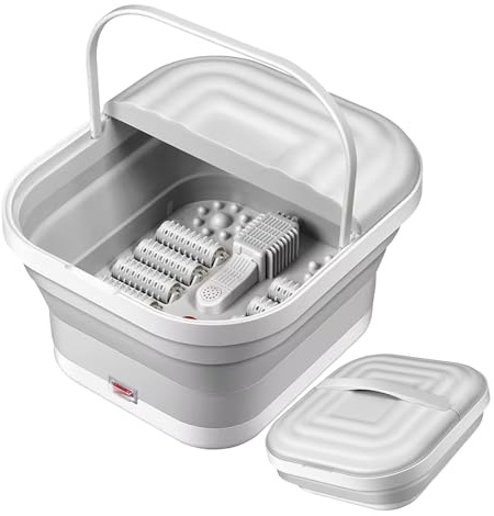 Baignoire de pieds portable, bain de pieds chauffant électrique - Fonction de chauffage Baignoire pliante pour tremper les pieds | Baignoire pliante à lumière rouge pour tremper les pieds, masseur à r