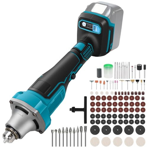Smerigliatrice diritta senza fili compatibile con batteria Makita 18 V, 4 velocità 26000 giri/min, smerigliatrice elettrica senza spazzole con 109 parti accessori per smerigliatura, intaglio e