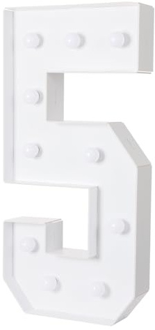 Leuchtzahlen Lampe LED Zahlen, 3D Leuchtzahlen Groß Dekolicht Leuchtende Zahlen - 5/6/7/8/9, Warmes Licht Dekoration, Leuchtbuchstaben für Geburtstag Party Hochzeit Bar Dekoration (5)