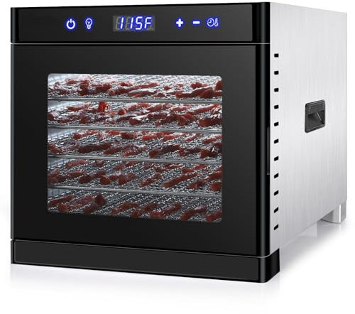 Máquina deshidratadora de alimentos profesional | Bandejas de acero inoxidable de 6/8 | Secadora para cecina, golosinas para perros, hierbas, carne, res y frutas,8-Layers-Black