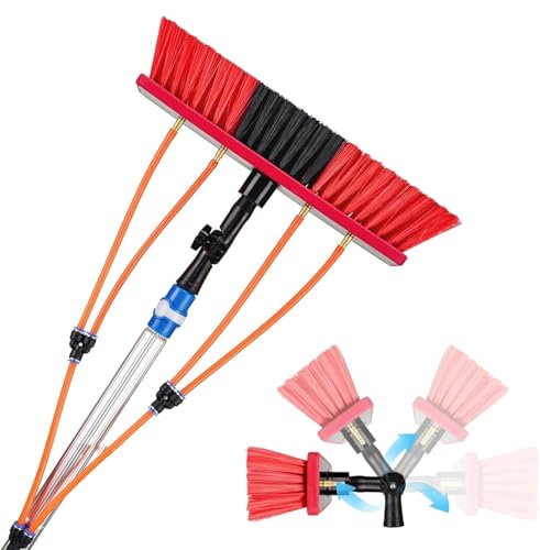 Perche Telescopique 3-12m pour Nnettoyage Toiture Brosse Télescopique Toiture pour Panneaux Solaires, Toits et Vérandas Balai Télescopique Nettoyage Plafond- avec Raccord d’Eau(Size:400cm/13.1ft)