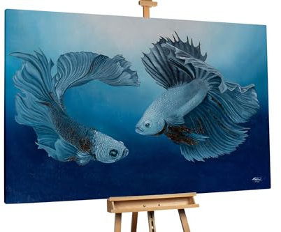 KunstLoft Ölgemälde 'Deep Sea Magic' 180x120cm | Original Handgemalte Gemälde | Modern | Blau | Leinwand-Bild Ölgemälde einteilig groß | Modernes Kunst Ölbild