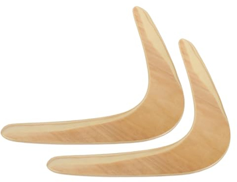 BESPORTBLE Bumerán De Madera 2 Piezas para Juego Al Aire Libre, Bumerán Aerodinámico Grande Diseño v De Dos Hojas, Juguete Deportivo Artesanal para Niños y Adultos, Entretenimiento Familiar