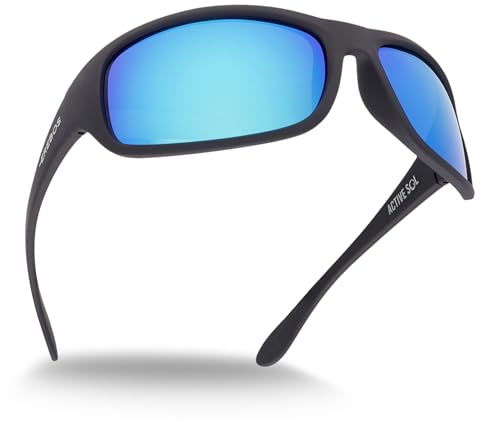 Gafas de sol EREBOS categoría 4 – extra oscuras para hombre y mujer, polarizadas, con efecto espejo, gafas glaciares CAT 4, UV 400, gafas para ojos fotosensibles, M | Espejo Azul, medium