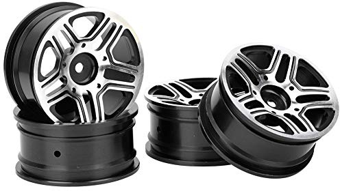 ANKROYU RC Wheel Rims 1.9 Inch Aluminum Alloy Heavy Duty Black Red Blue 4 Pack for TRX4 SCX10 D90 HSP HPI 1 10 Scale RC Cars Crawler Trucks (Type B Black)