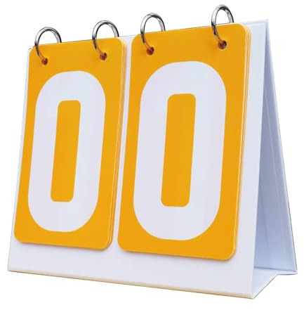 INACMWIH Sports Scoreboard 2-stellig Tabletop Score Flipper für Basketball, Tennisball, Gelb, 18,5 x 16 cm