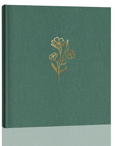 Glodenmemo Fotoalbum zum Einkleben, Fotobuch mit 100 weißen Seiten mit Pergamin Trennblätter, Foto Album mit Leinen Einband, bis zu 500 Bilder, Hochwertiges Papier, 31 x 33 cm (Dunkelgrün)