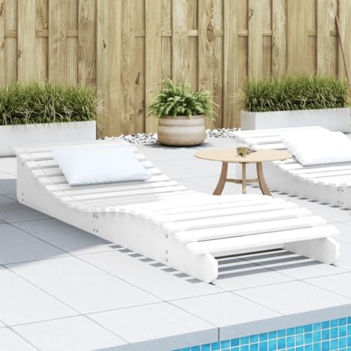 THOYTOUI Sonnenliege Weiß - Ergonomisches Latten-Design & Robuste Konstruktion für Gemütliche Entspannung im Garten (205x70x31,5 cm)