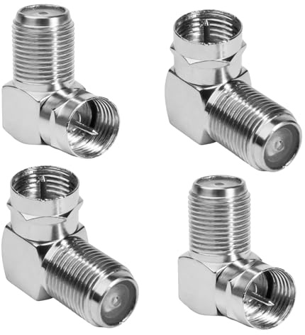 AYHYHLJZJ 4 Stück Sat Winkelstecker 90 Grad, Ganz aus Kupfer, F Stecker Winkel als TV Receiver Antennenanschluss, Sat Kabel Winkelstecker für Sat Kabel Verbinder, Satellitenkabel Adapter