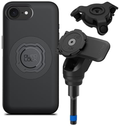 Quad Lock Handlebar Clamp PRO Motorcycle Phone Mount with Vibration Dampener and MAG Phone Case for iPhone 17e/16e
