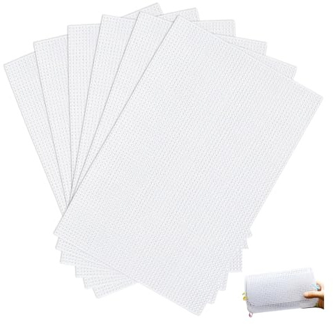 SZMK 6 Piezas Malla Plastica Bolsos Blanca 30X20 CM,Plastic Canvas Mesh,Tela de Punto de Cruz Plastico,Rejilla de Plastico para Manualidades,Ganchillo Lienzo de Bordado para Hacer a Mano Proyectos