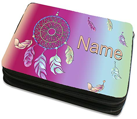 Federmäppchen mit Name und Schriftartwahl (Traumfänger) | personalisiert, befüllt, Doppeldecker