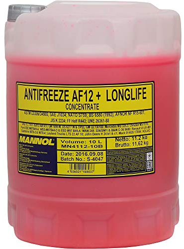 Liquide de refroidissement MANNOL Antifreeze AF12+ 10 litres d'antigel rouge/violet