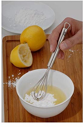 Kasahome Mini Frusta da Cucina in Acciaio Inox Inossidabile - Frustino Cucina Sbattitore Manuale Uova per Dolci 16 cm