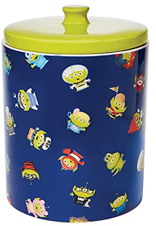 Enesco Disney Pixar Ceramics Toy Story Pizza Planet Aliens Collage Cookie Jar Canister, 10 Inch, Multicolor