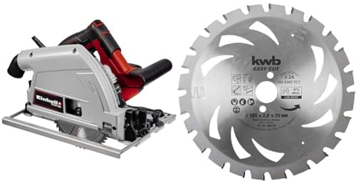 Einhell Tauchsäge TE-PS 165 (1.200 Watt,werkzeuglose Einstellung bei Schnitttiefe + Neigungswinkel, hochwertiges Hartmetall-Sägeblatt, Sägeblattarretierung, inkl. Easy Cut Kreissägeblatt 165 x 20 mm)