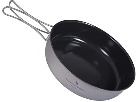 iBasingo Titan Antihaft Bratpfanne 18cm Leichtes Skillet Griddle Wandern Camping Kleine Teller Schale Outdoor Kochgeschirr mit Keramikbeschichtung und Klappgriff für Fried Egg Steak Ti2067C