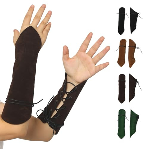 2-pack medeltida viking rustning kostym armskydd för unisex handskar armband brett armband armskydd, Kaffe, one size