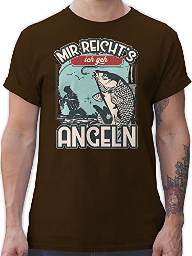 T-Shirt Herren - Angler Geschenke & Zubehör - Mir reicht's ich GEH Angeln - S - Braun - angelshirts Angel gehe Shirt angelbekleidung Fischerei Tshirt angelshirt fischen für männer Fisch Tshirt.