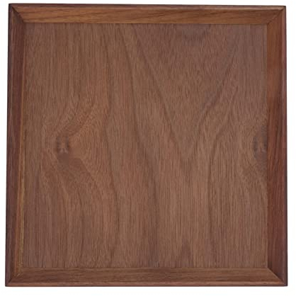 Bandeja Otomana De Madera De Nogal Negro, Bandeja De Servicio De Madera Rústica Con Asa Mesa De Café Bandeja De Té Platos Decorativos Vintage Para El Desayuno(Square, M)